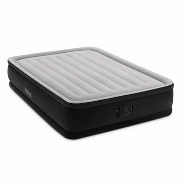 Intex Dura-Beam elevated airbed top with plush flocking for guest comfort.