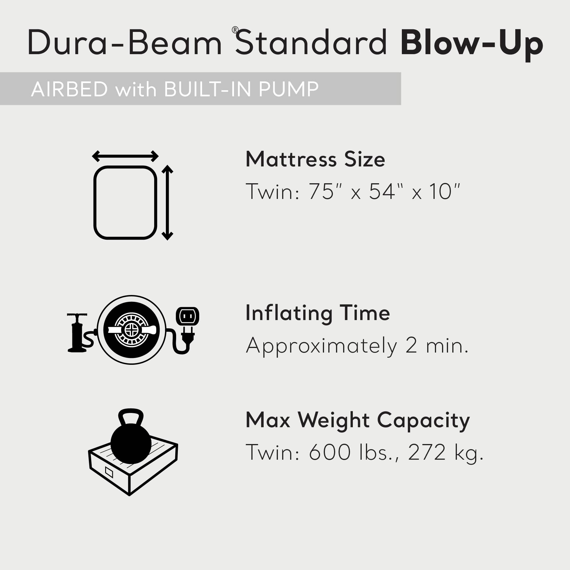 Intex Dura-Beam Pillow Rest built-in pump enables fast inflation