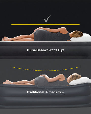 Intex Dura-Beam Standard Prestige air mattress supports up to 600 pounds for versatile use.