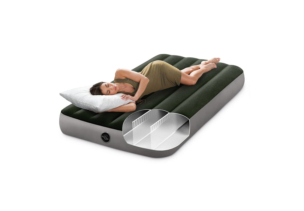 Intex Dura-Beam Standard Prestige air mattress velvet surface ideal for guests and camping.