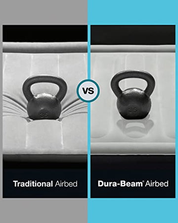 Intex Dura-Beam Standard Prestige air mattress folds compactly for travel and storage.