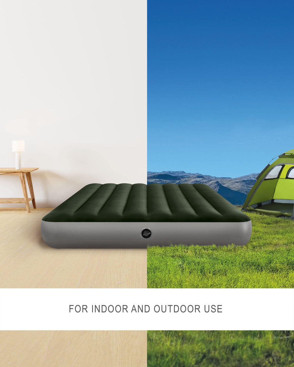 Intex Dura-Beam Standard Prestige air mattress velvety sleeping surface enhances comfort.