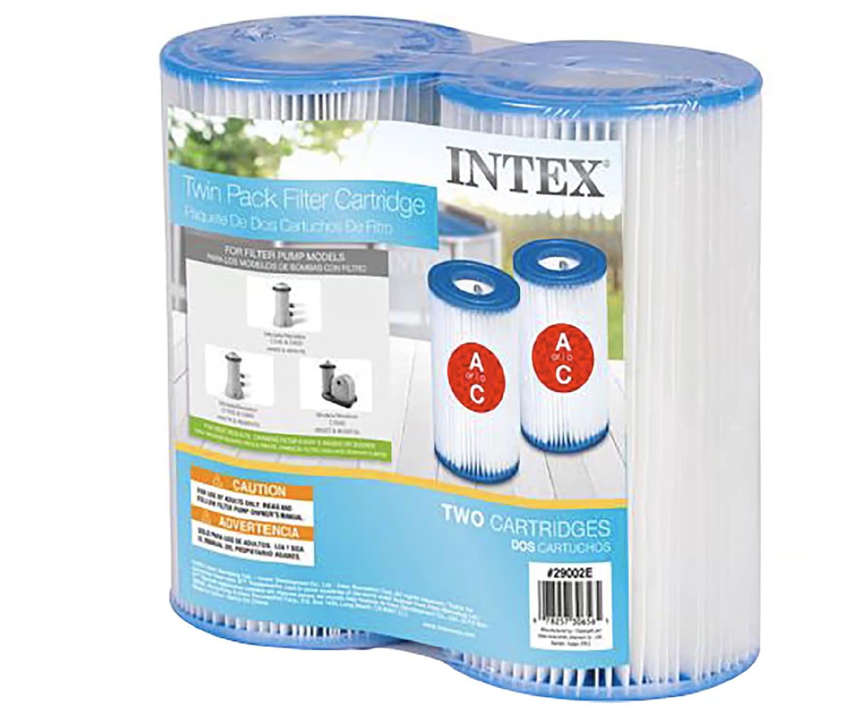 Intex filter cartridge A 2-pack front view for easy pool maintenance