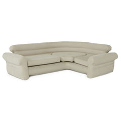 Intex inflatable corner sofa beige lounge area for family relaxation.