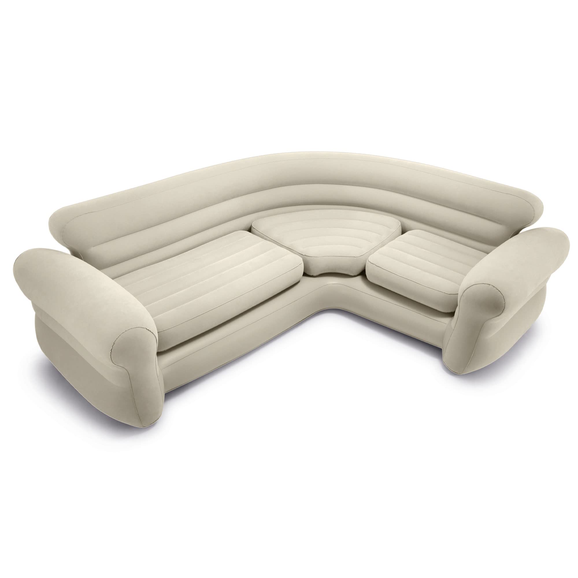 Intex inflatable sofa with modern beige design to complement decor.