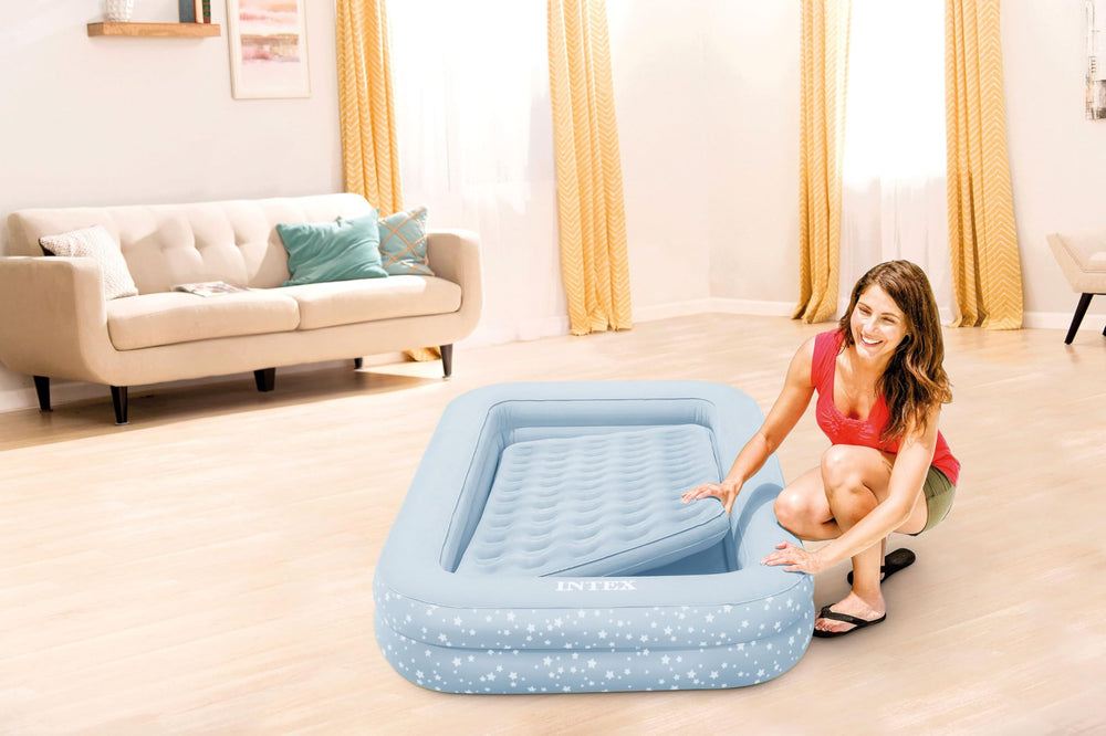 Intex hand pump included for quick, convenient inflation.