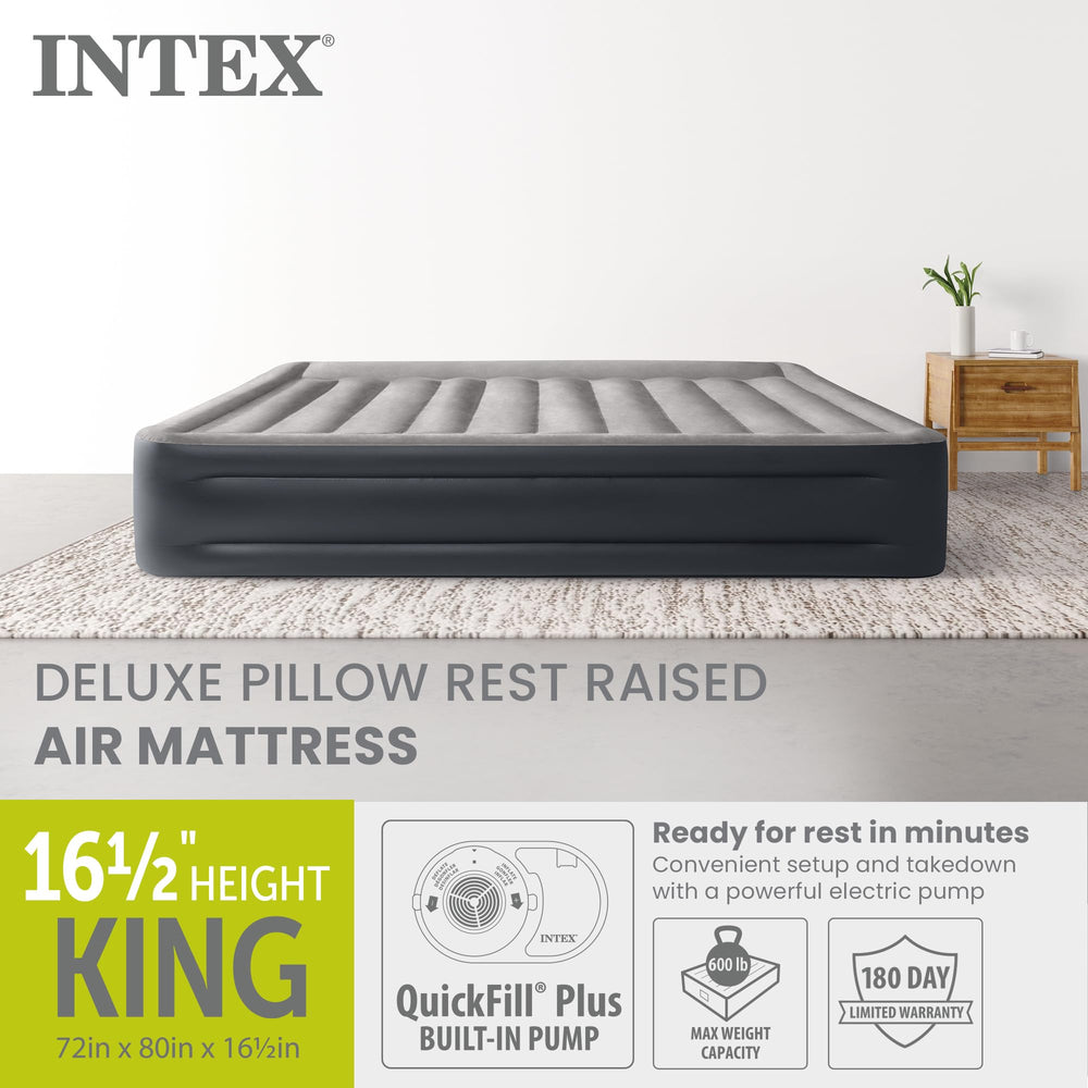 Intex King Air Mattress built-in pillow offering head comfort for guests
