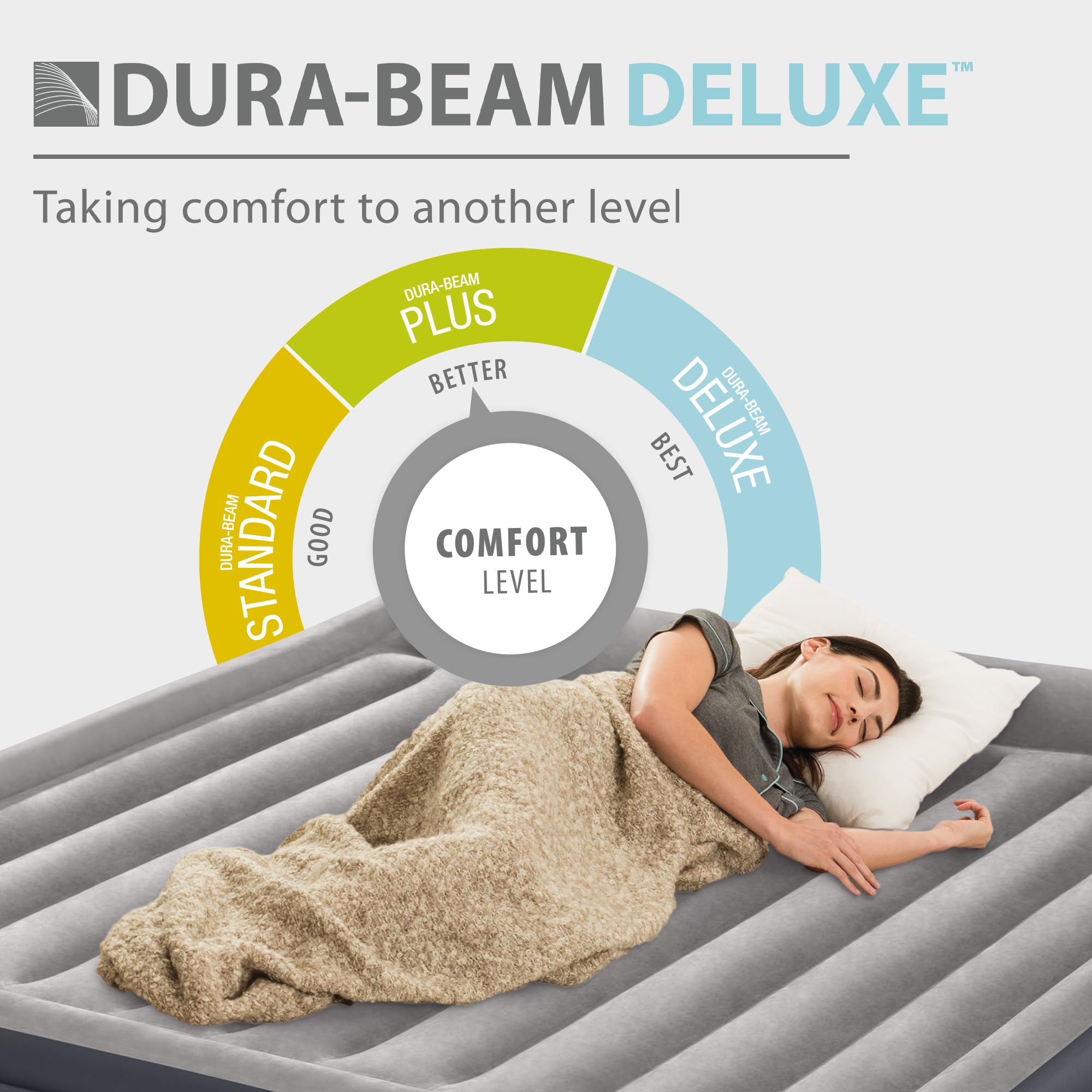 Intex King Air Mattress velvety surface for secure, comfy feel