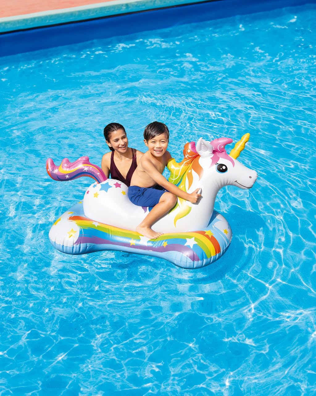 Intex Magical Unicorn Ride includes repair patch for quick pool repair