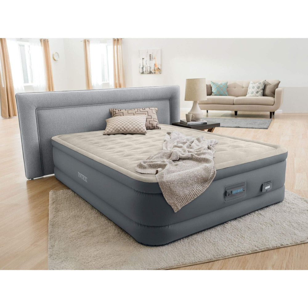 Intex PremAire II queen pillow-top highlights plush sleep surface for restful nights.