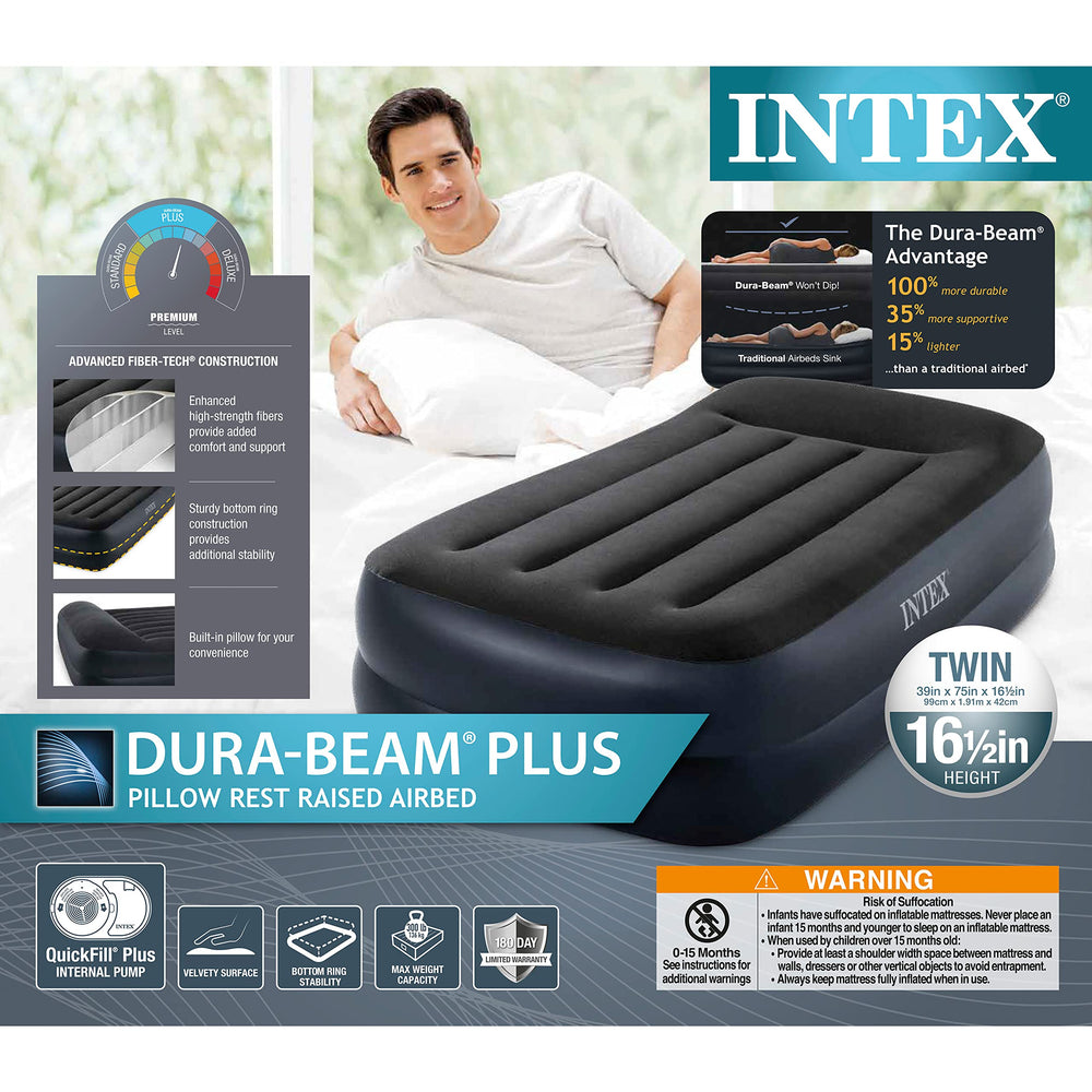 Intex raised airbed setup in spare room for guests and sleepovers.