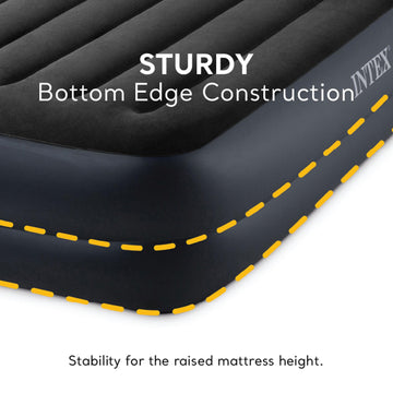 Intex raised airbed inflates in about two minutes with built-in pump.