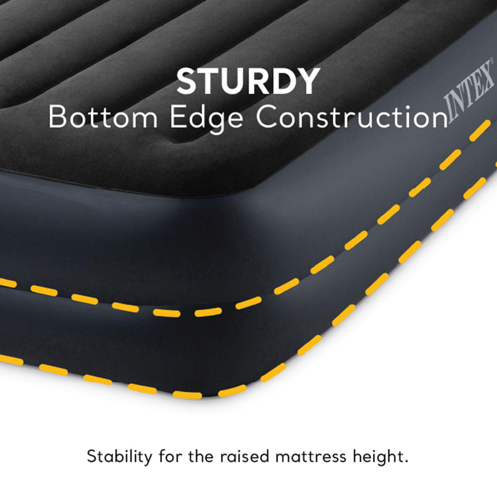 Intex raised airbed inflates in about two minutes with built-in pump.