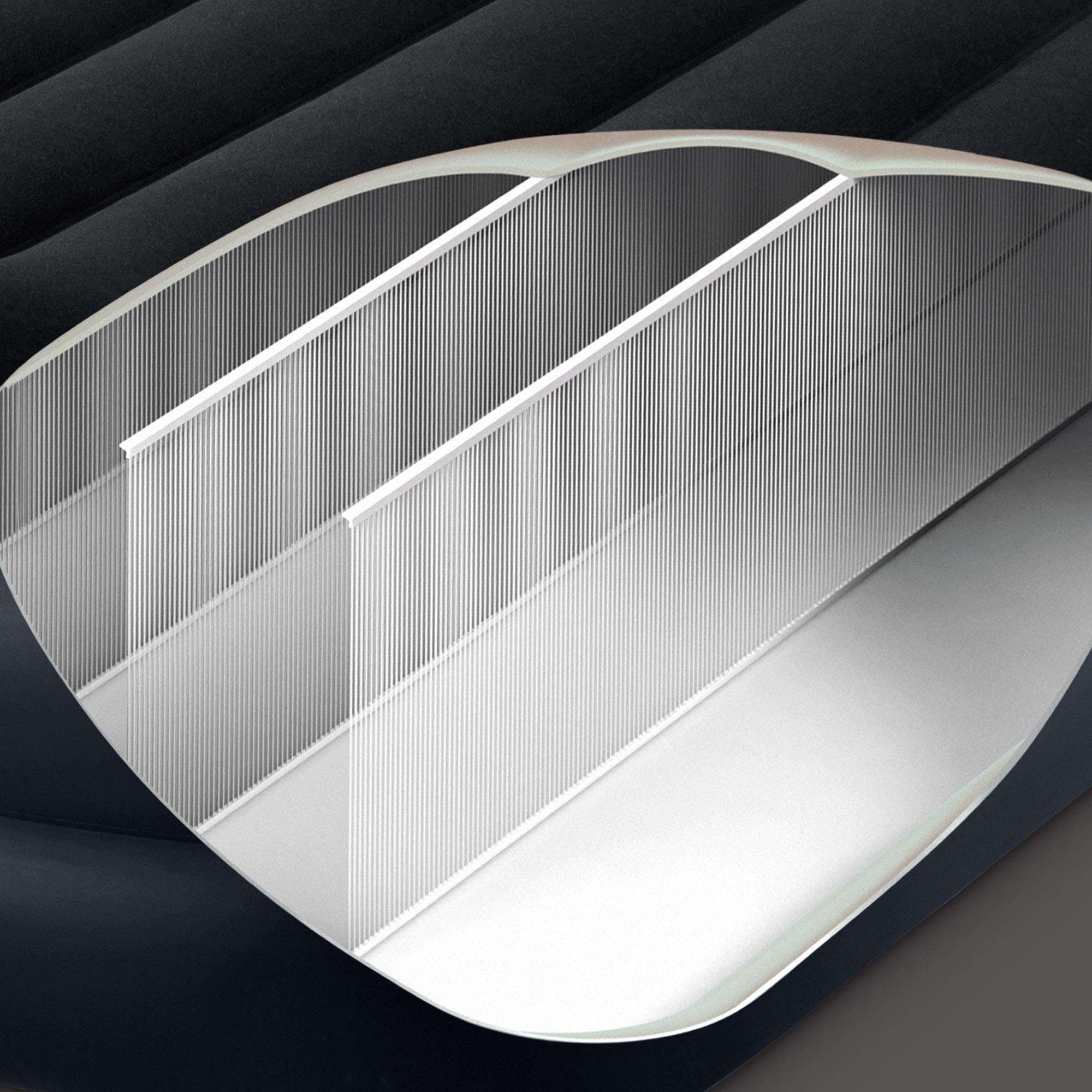 Intex raised airbed shows stretch during initial inflation before settling.