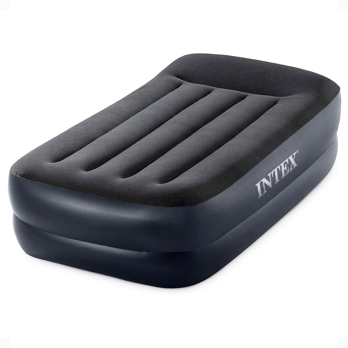 Intex raised airbed twin side view demonstrates stable support for guests.