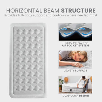 Intex Supreme Air Flow Twin indoor outdoor versatility suits guests, camping, or dorm use.