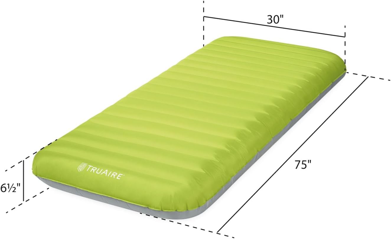 Intex TruAire camping mat with pump action image underscores quick inflation