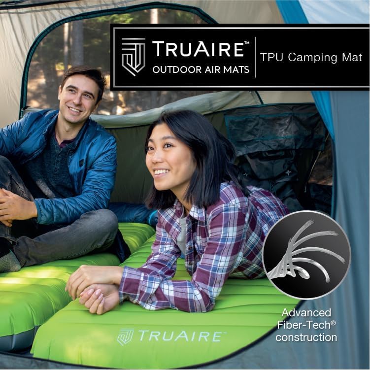 Intex TruAire camping mat rolled storage demonstrates portability for easy carry
