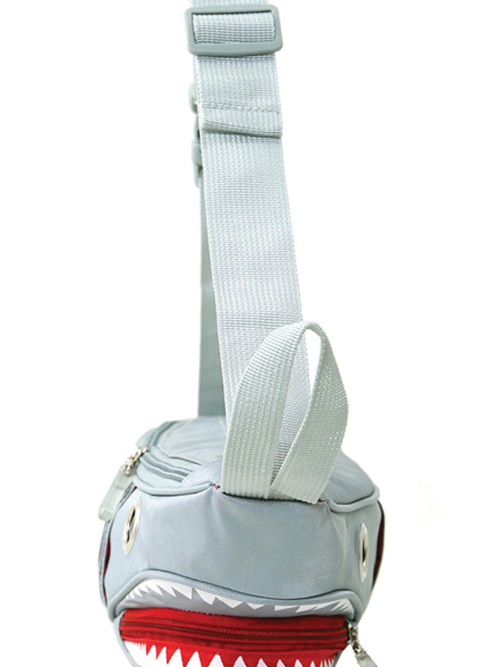 WonderMolly nylon shark fanny pack back view for secure everyday carry