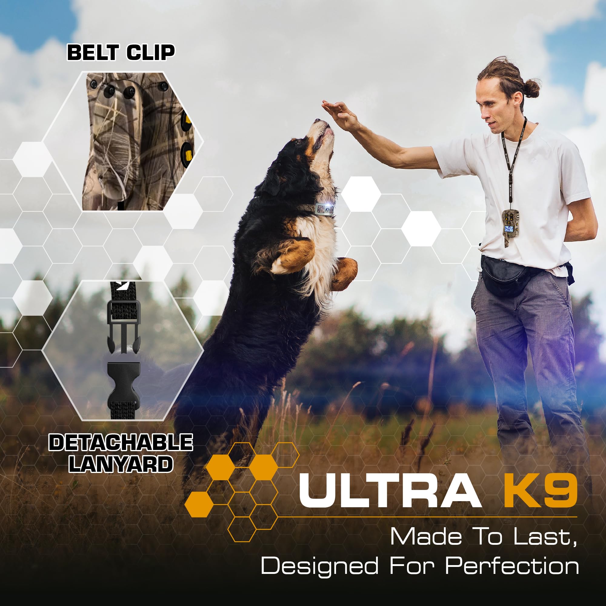 INVIROX ergonomic remote with belt clip supports convenient training on the go