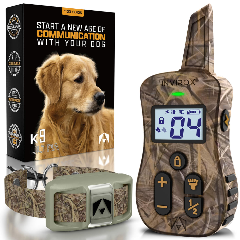 INVIROX shock collar front view for large-dog training with ¾ mile range