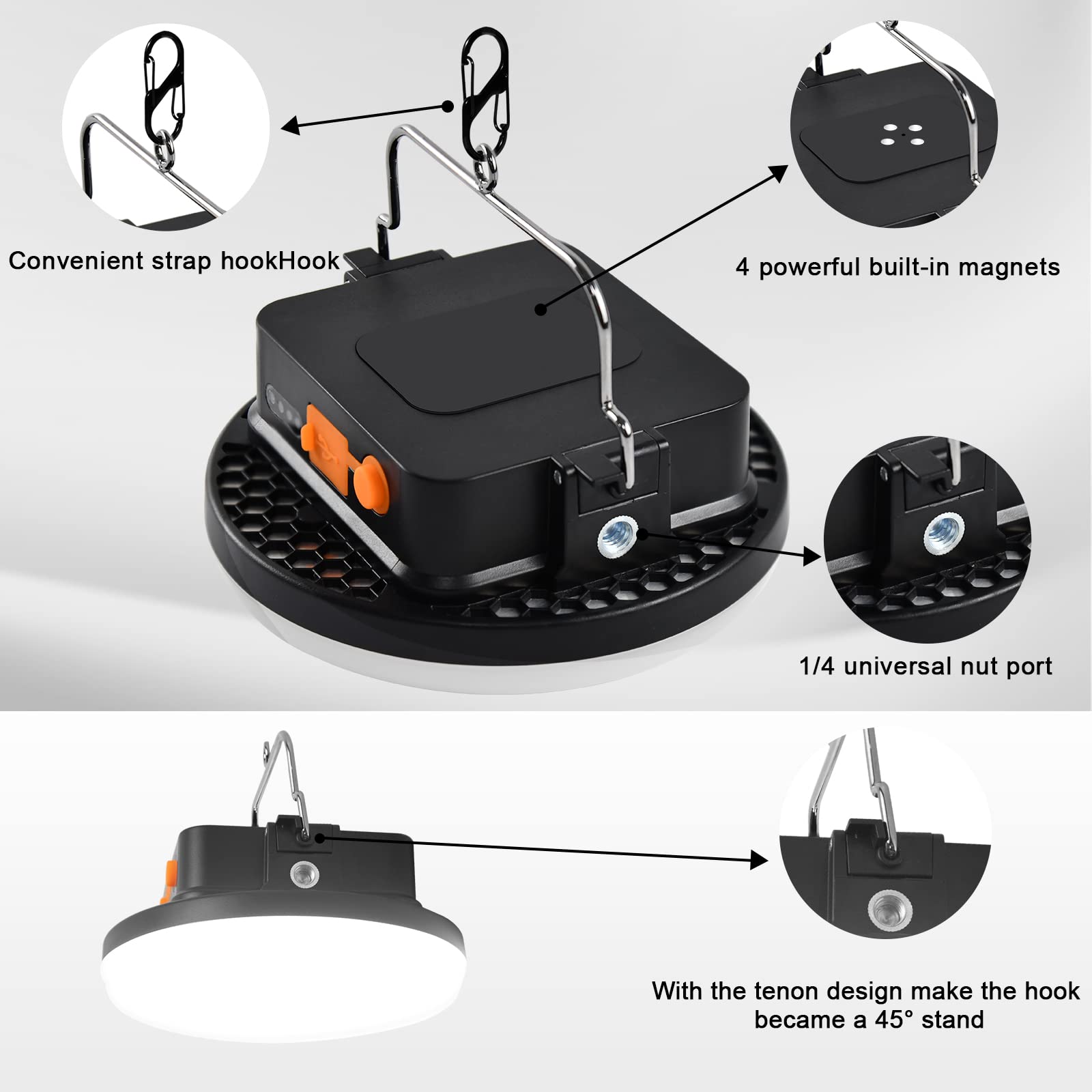 iodoo camping light displaying four color modes for mood and visibility