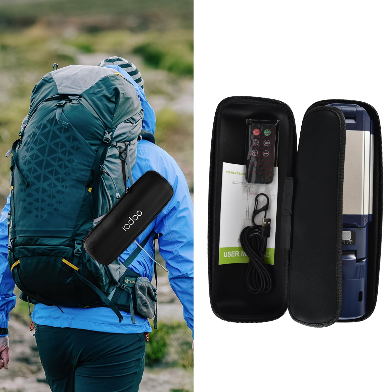 IODOO portable storage bag helps transfer and stash the lantern easily