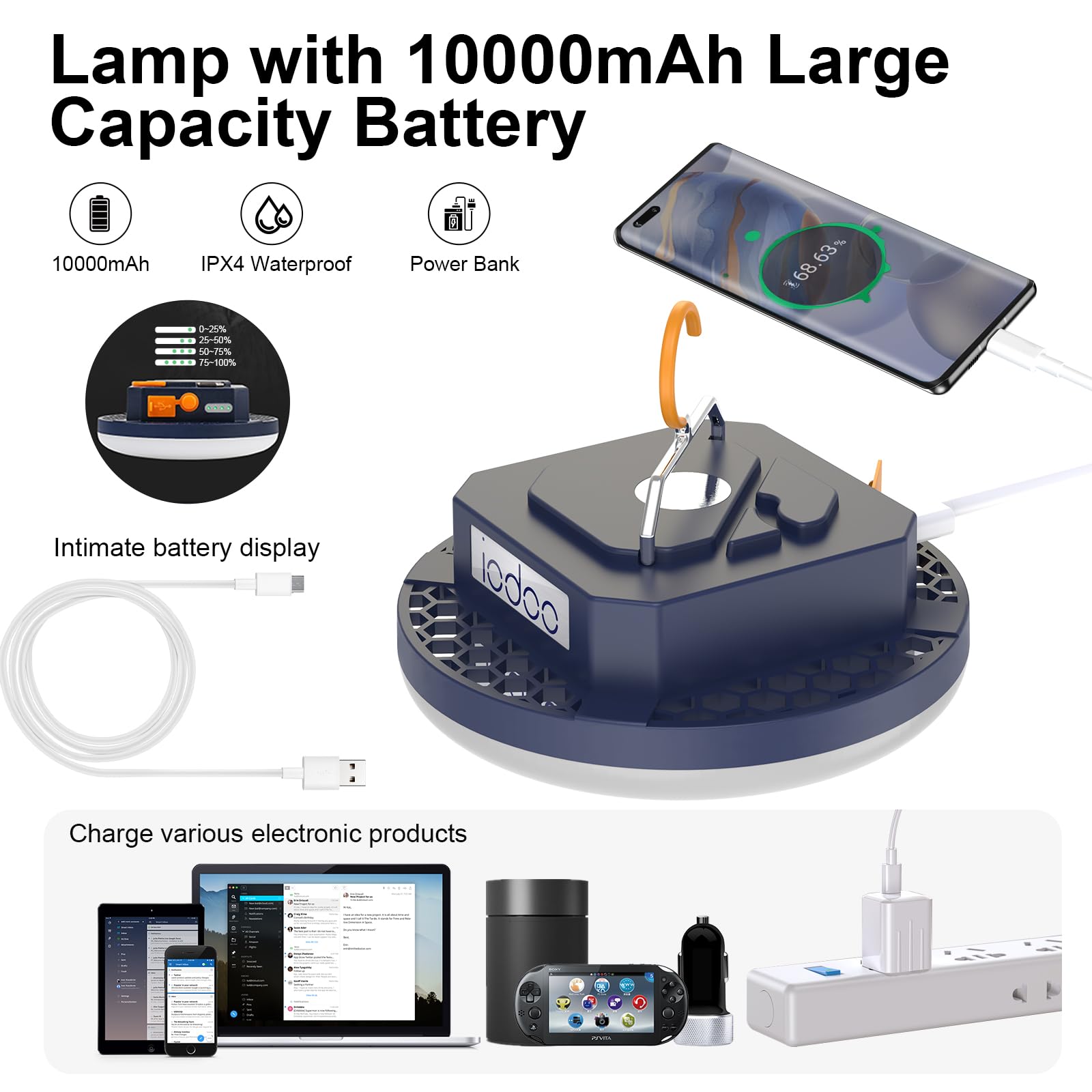 iodoo rgb camping lantern showcasing colorful lighting for mood lighting and outdoor scenes