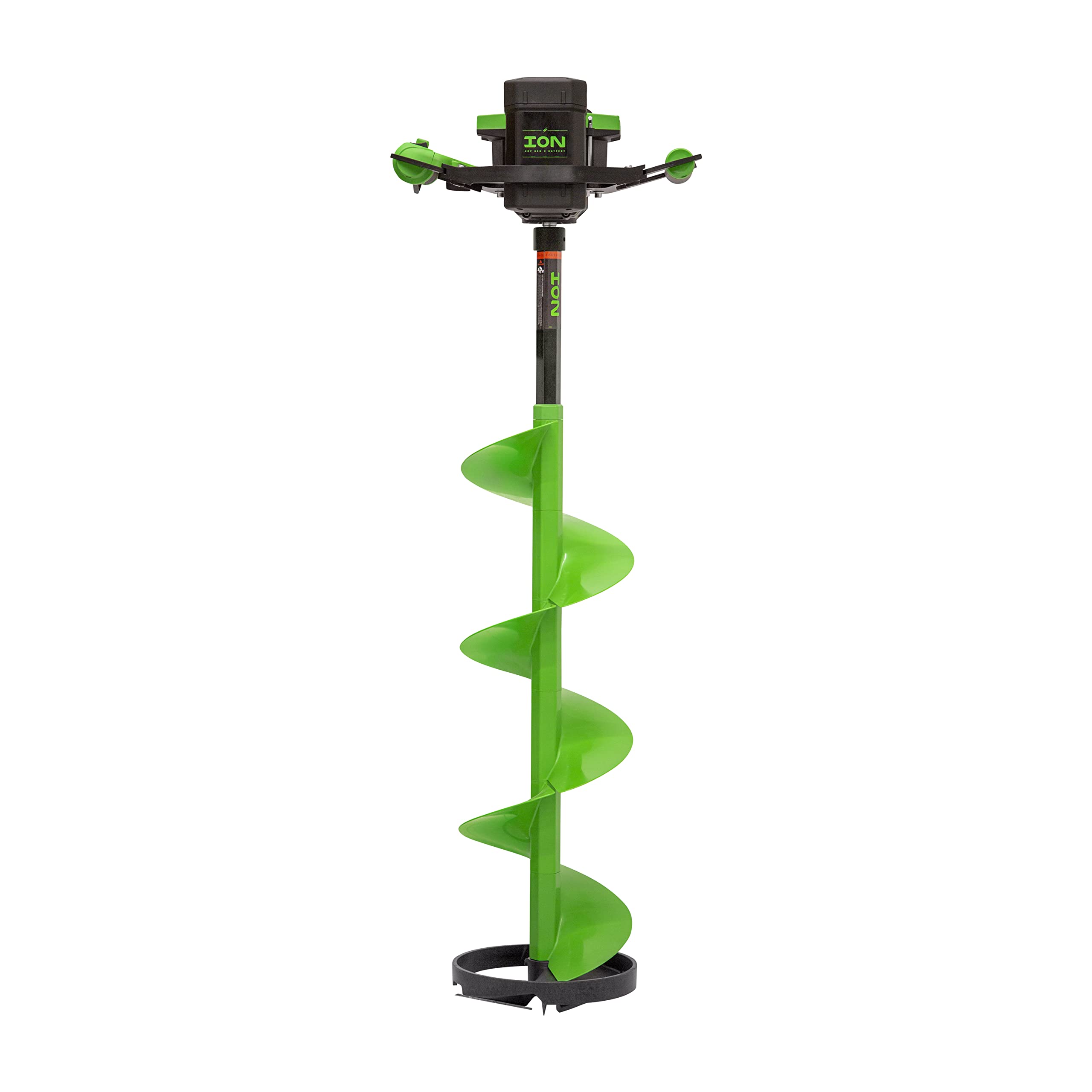 ION Alpha Plus 10-inch auger ready to drill through thick ice with precision.