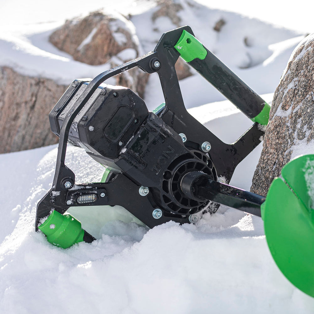 ION Alpha Plus in-use on ice demonstrates fast, efficient hole drilling.