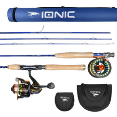 Ionic fly/spin carbon fiber rod in fly configuration