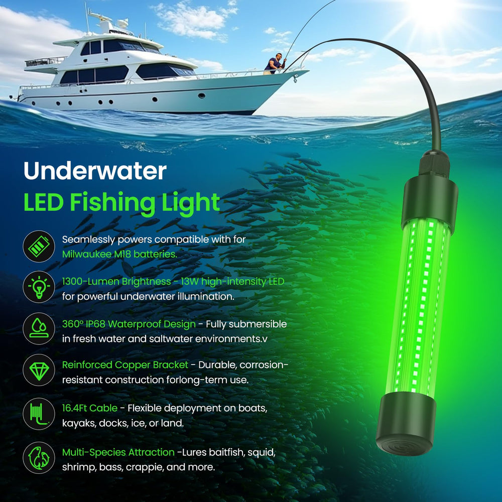 IP68 waterproof submersible green fishing light