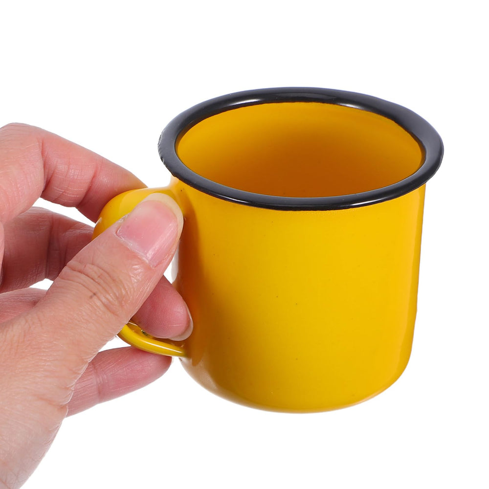 Ipetboom enamel mug ergonomic handle provides comfortable grip during hot drinks.