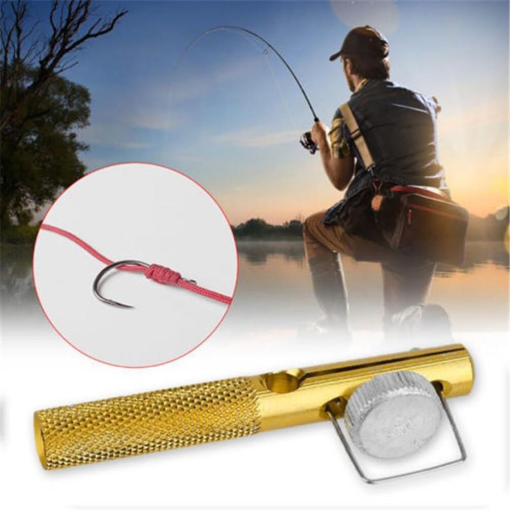 Wire tie fishing string knotter in action