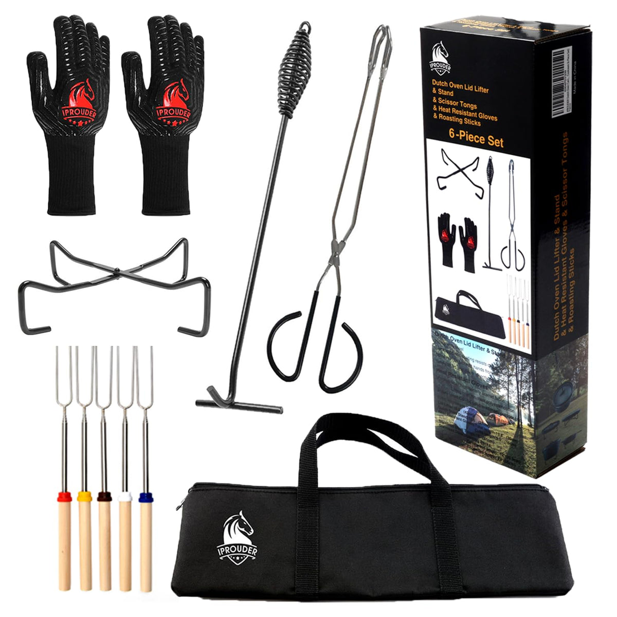IPROUDER lid stand 27cm keeps lids stable during campfire cooking.