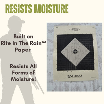 Rite in the Rain paper on IR.Tools target resists moisture for reliable use.