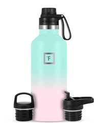 IRON FLASK 32oz Bubble Gum bottle top view with rugged powder-coated finish for outdoors.