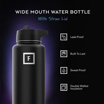 IRON °FLASK 32oz Midnight Black flip lid open enables easy on-the-go drinking