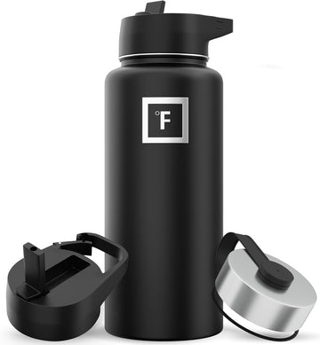 IRON °FLASK 32oz Midnight Black front view shows rugged insulated bottle for outdoor hydration