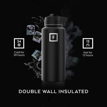 IRON °FLASK 32oz Midnight Black insulated walls emphasize sweat-free performance
