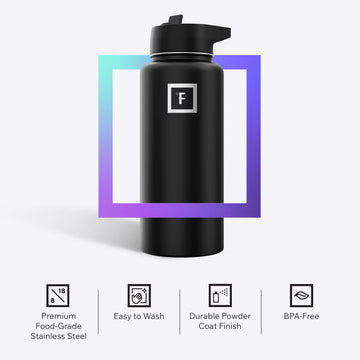 IRON °FLASK 32oz Midnight Black wide-mouth open for ice and easy cleaning