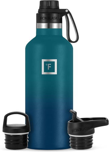 IRON °FLASK 32oz narrow-mouth bottle with spout lid for precise pouring on hikes.