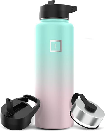 IRON °FLASK 40 oz bubble gum bottle front view handy hydration for hikes