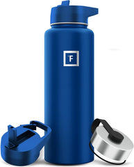 IRON °FLASK 40oz cobalt wide mouth bottle for easy filling and cleanup