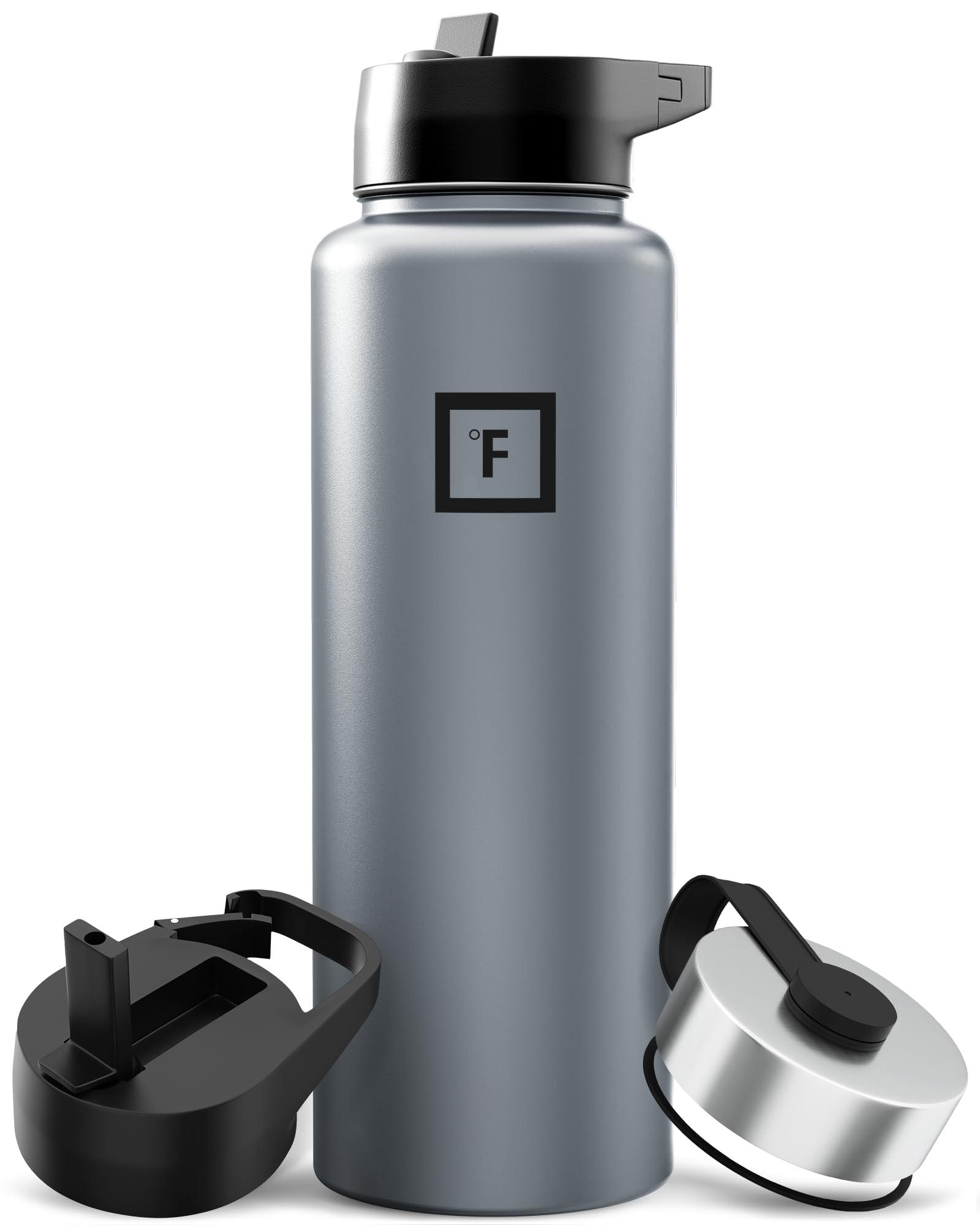 IRON °FLASK 40oz Graphite with wide mouth for easy filling and cleaning on hikes