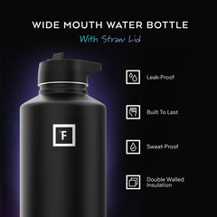 IRON °FLASK Aurora 64oz wide-mouth-open exposes easy filling and cleaning for refuels.