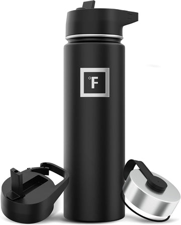 IRON °FLASK camping bottle 22oz midnight black with straw demonstrates leak-proof hydration.