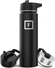 IRON °FLASK camping bottle 22oz midnight black with straw demonstrates leak-proof hydration.