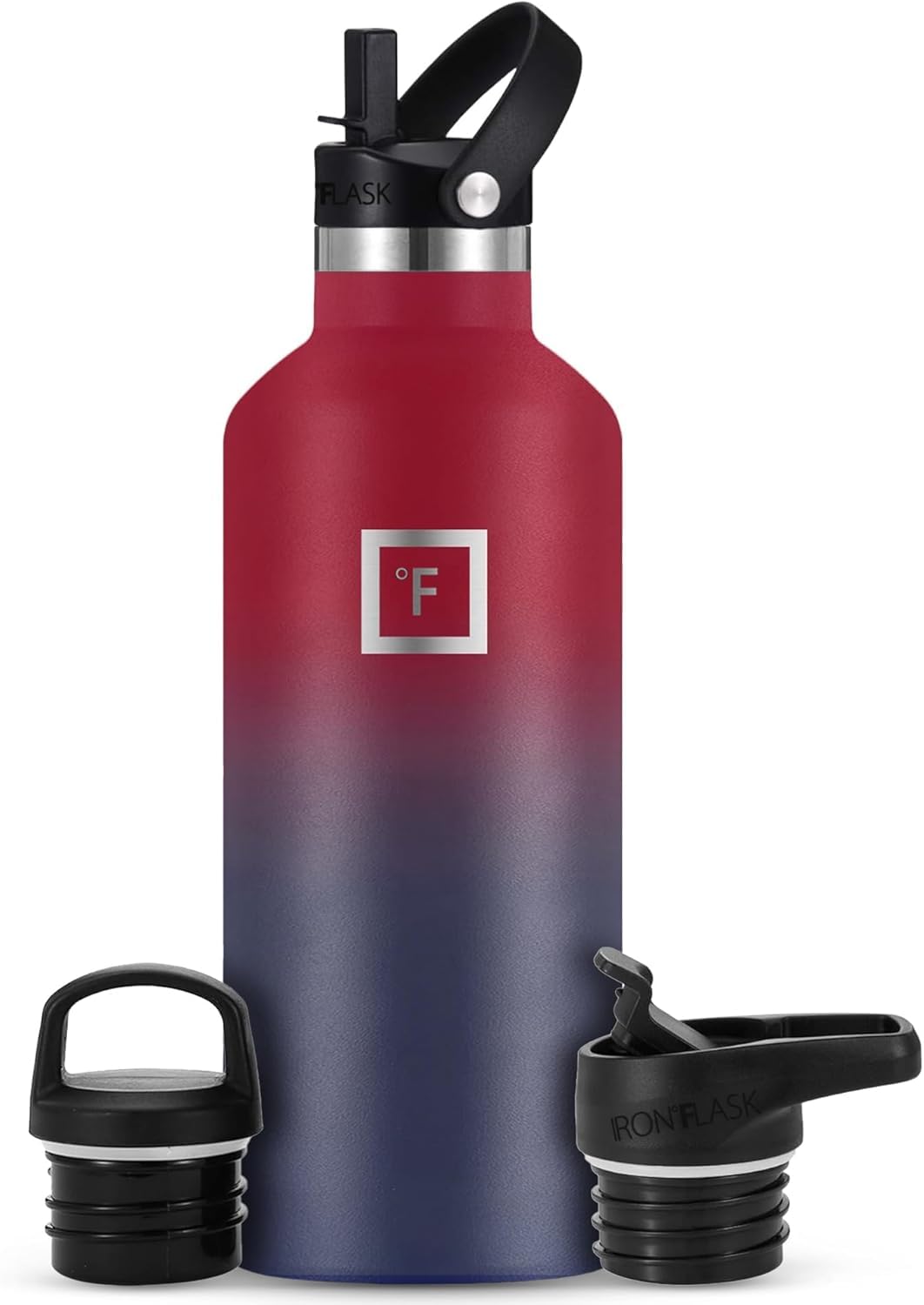 IRON °FLASK camping hydration bottle front view for durable outdoor hydration.