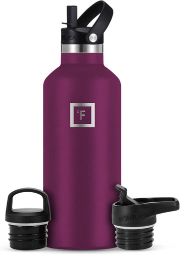 IRON °FLASK 32 oz Burgundy bottle with straw lid for easy sipping during hikes